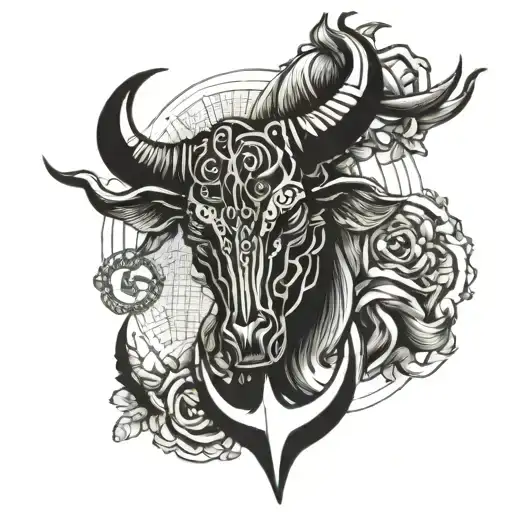 Taurus Bull And Navy Anchor