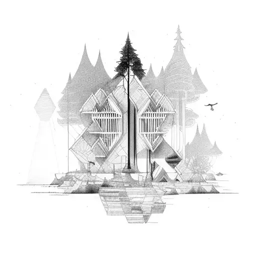 Sketching A Nordic-inspired Architectural Structure Surrounded By Nature