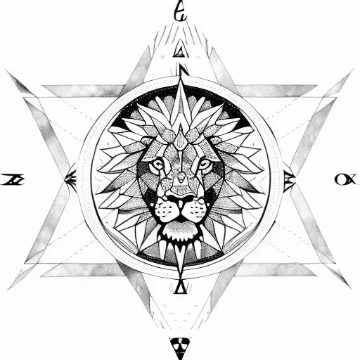 Triangle Lion Compass And Moon Faces