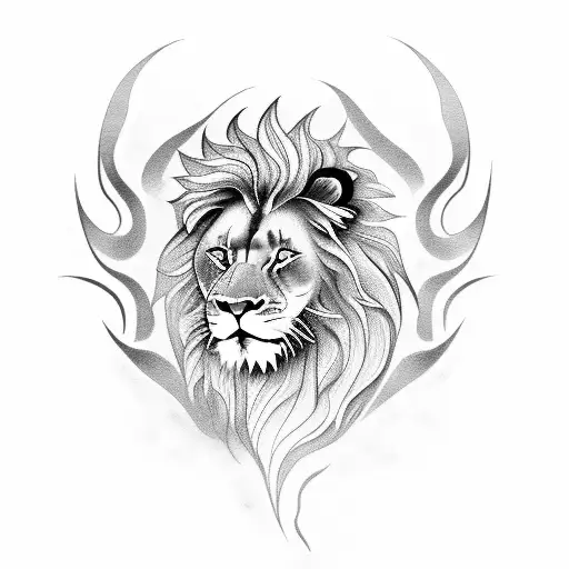 Lion With Flames As Mane