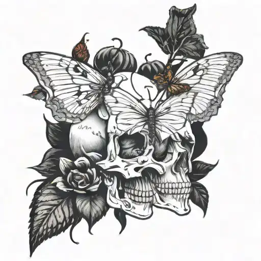 Skull And Butter Fly