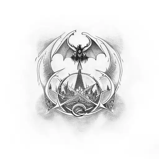 A Blackwork Tattoo Of The One Ring From Lord Of The Rings