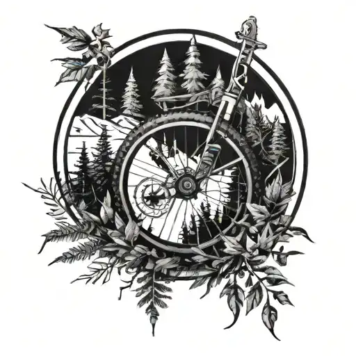 A Detailed Mountainbike Wheel With Forest Elements Intertwined In The Design