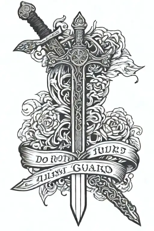 A Sword That Says Do Not Trust On The Guard