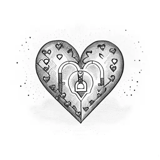 A Heart-shaped Lock With A Keyhole Made Of Interconnected Love Hearts