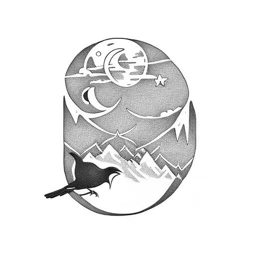 A Crow And The Moon In The Bottom