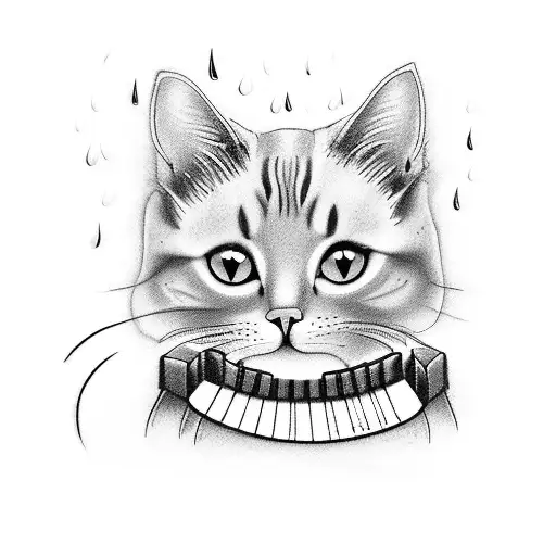 A Cat Playing A Piano In The Rain