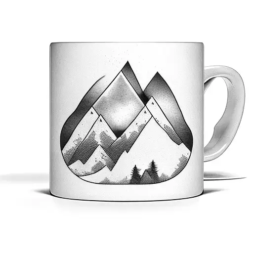 A Coffee Mug Surrounded By Lush Green Mountains