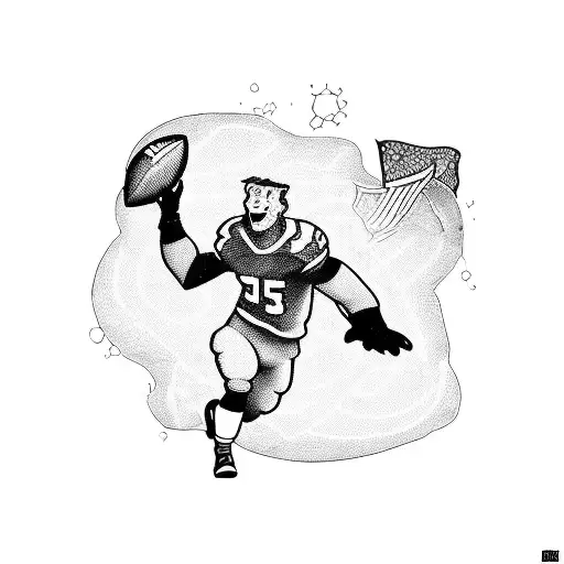 A Blackwork Tattoo Of A Football Field With Scooby-doo Running Across It