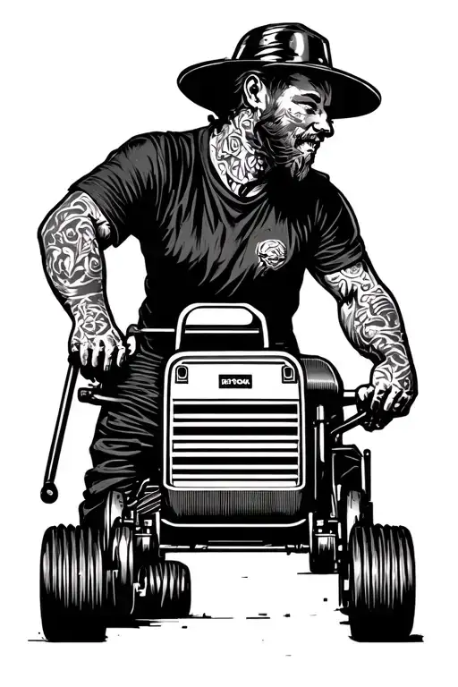 The Mower Holding The Color Colored In One Hand