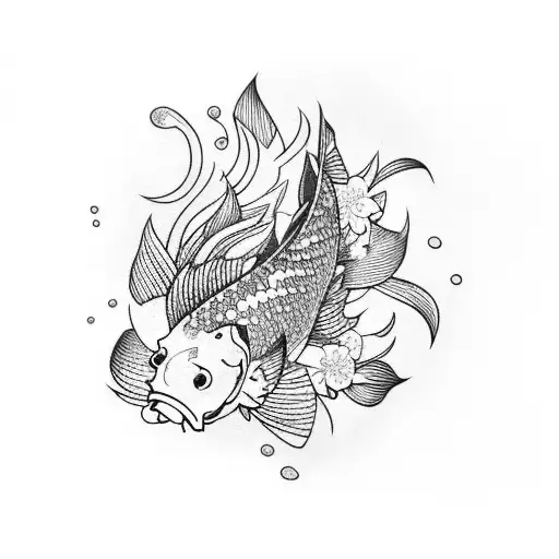 Koi Fish Surrounded By Cherry Blossoms