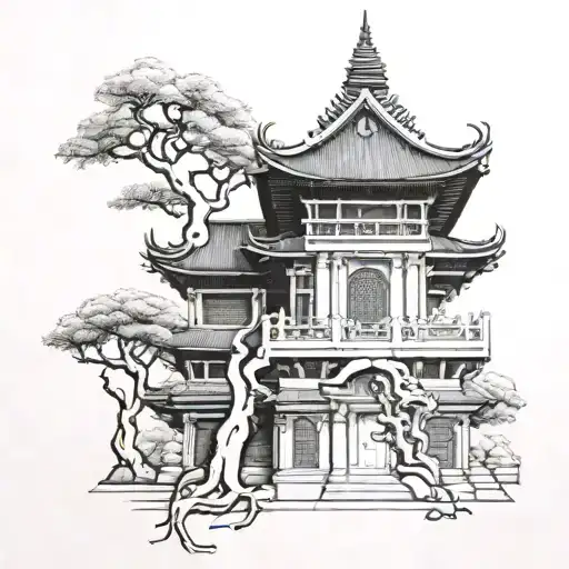 Buddha Temple With Tree