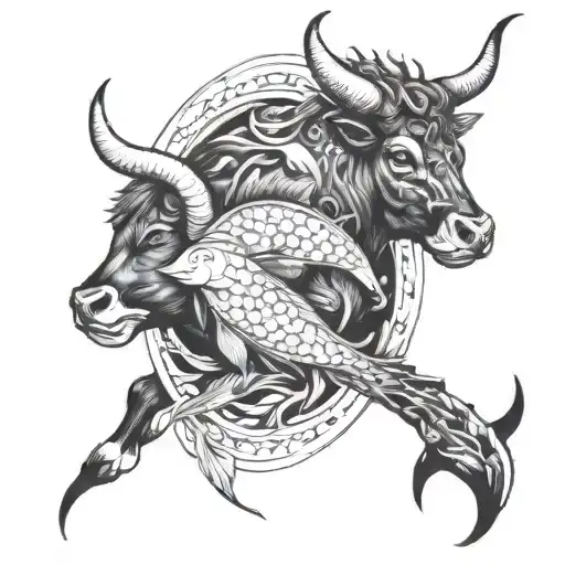 Taurus With Fish Protecting Each Other