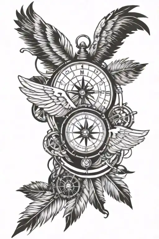 Compass With Wings And A Dream Catcher