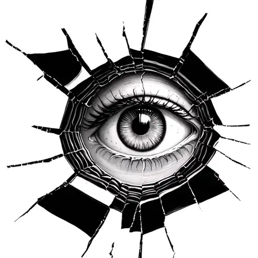 Broken Mirror With Eye Inside