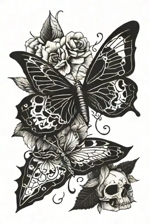 Skeleton Butterfly And Dagger