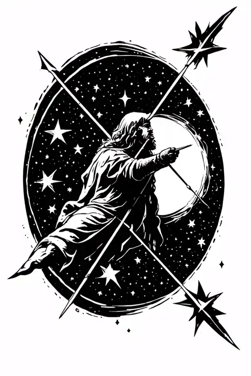 Orion Shooting An Arrow Inside Of A Star Constellation