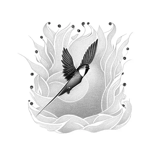 Swallow Bird In Fire