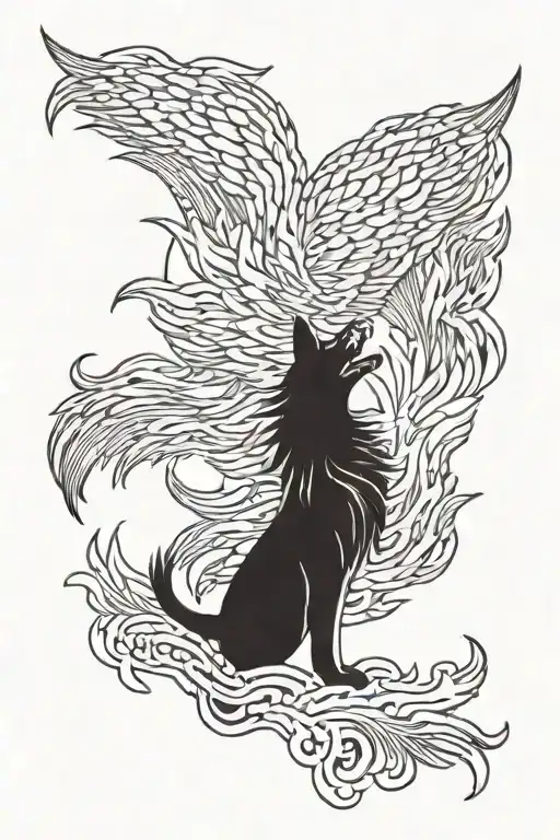 Phoenix Wolf Howling At The Moon