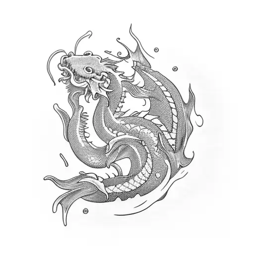 Dragon Koi With Roses