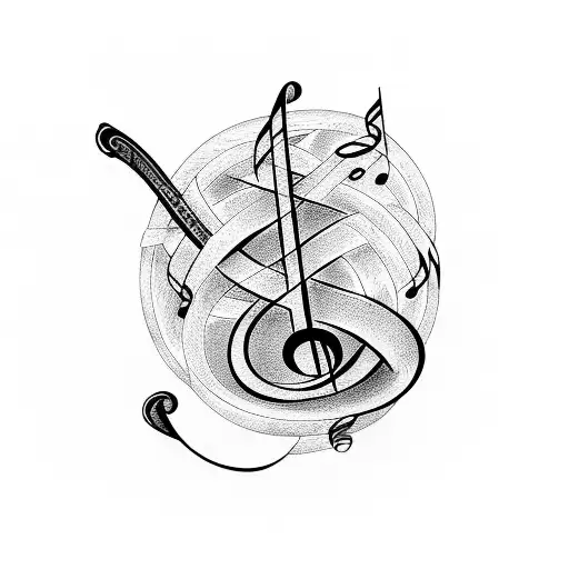 A Treble Clef Intertwined With Sheet Music