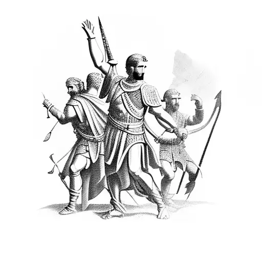 A Mini Figure Of Julius Caesar And His Men Crossing The Rubicon