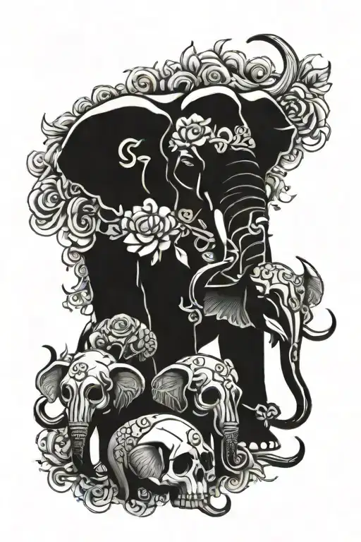 Elephant And Skulls