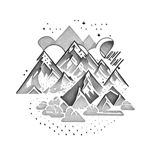 A Grunge Rock-inspired Guitar With Mountains In The Background