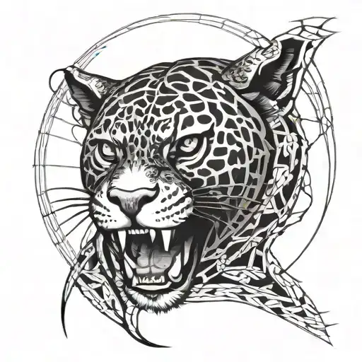Design A Jaguar With A Spider Web In A Form Of Yingyang