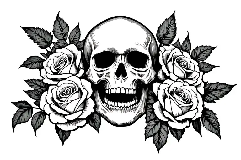 Skull Surrounded By Roses
