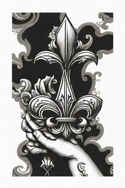 Fleur De Lis Handwrite Loyalty Praying Hands Forearm Sleeve