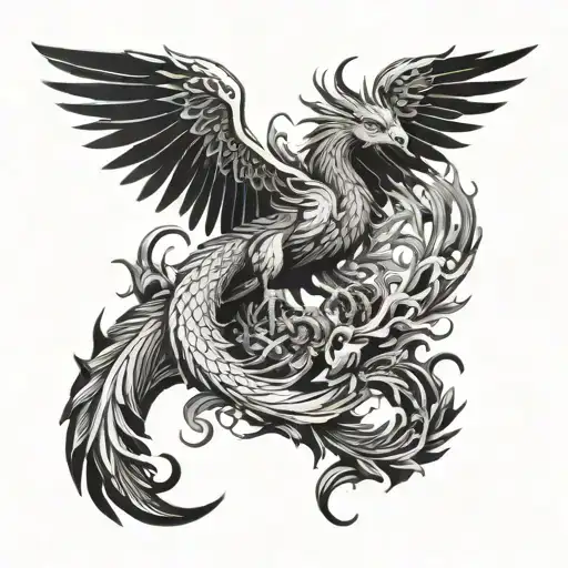 Phoenix Bird With Dragon Half Sleeve
