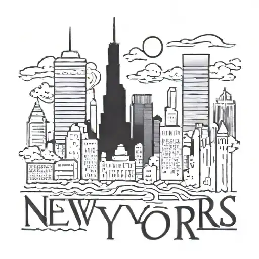 A Minimalist Skyline Of New York City With The Yankees Logo Incorporated Subtly