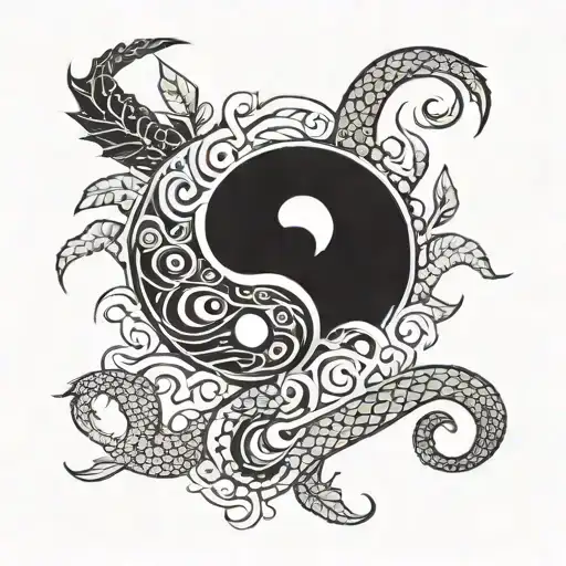 Ying And Yang Symbol With Scorpios Instead