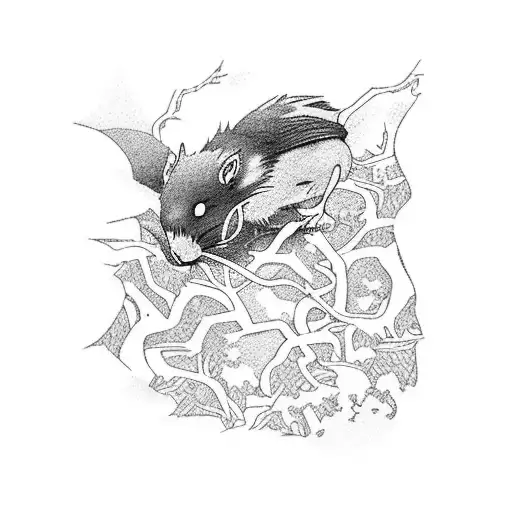 An Anime Scene Featuring A Rat And A Raven In A Dark Forest