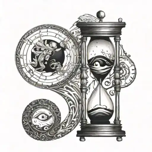 Hourglass And Yin Yang Symbol