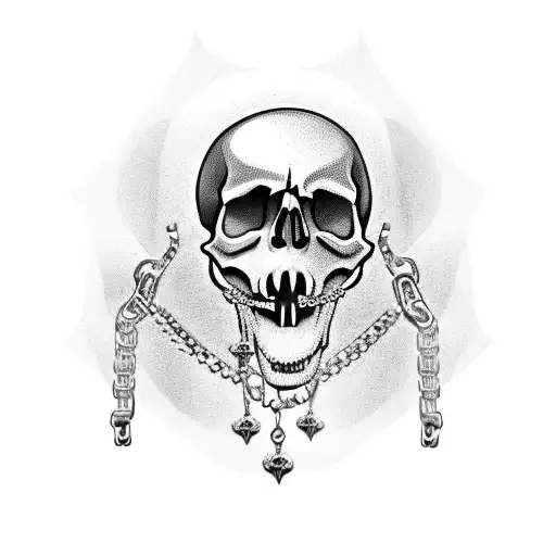 Skull With Chains On The Mouth