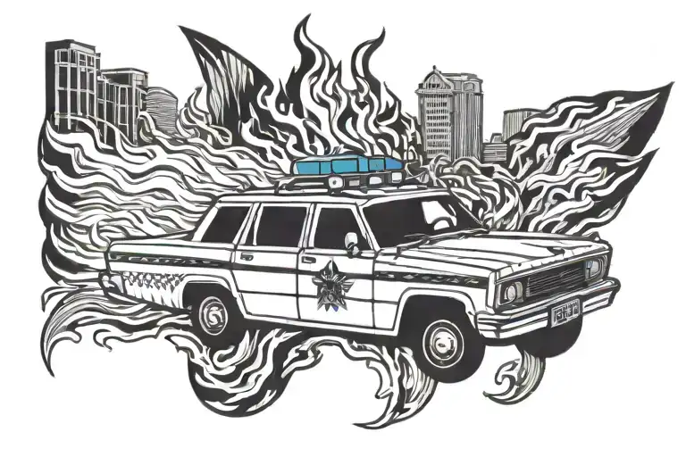 Burning Police Car