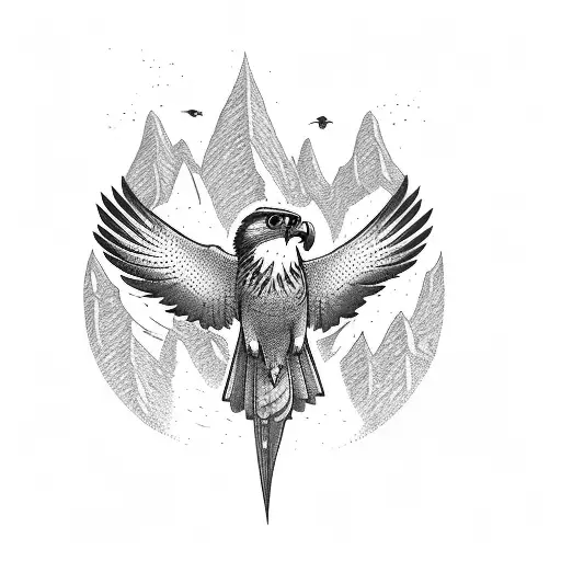 A Majestic Falcon Soaring Through A Mountain Range
