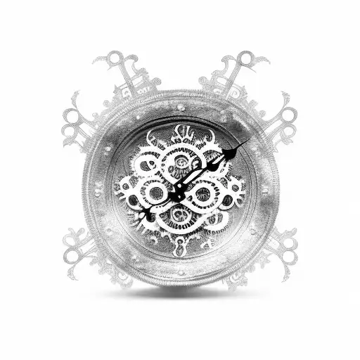 Gothic Clock With Exposed Gears And Filigree