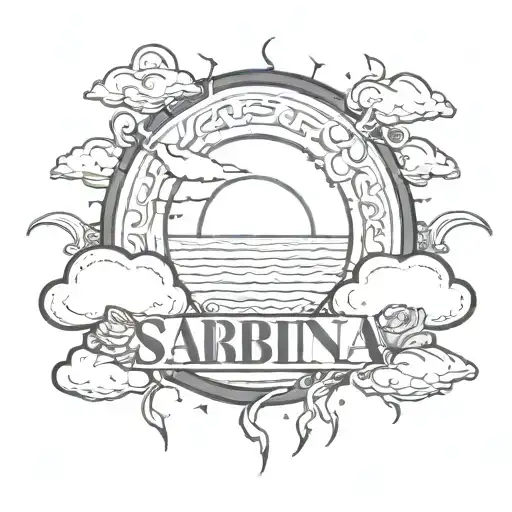 The Name Sabrina With And Sun And Some Clouds Surrounding