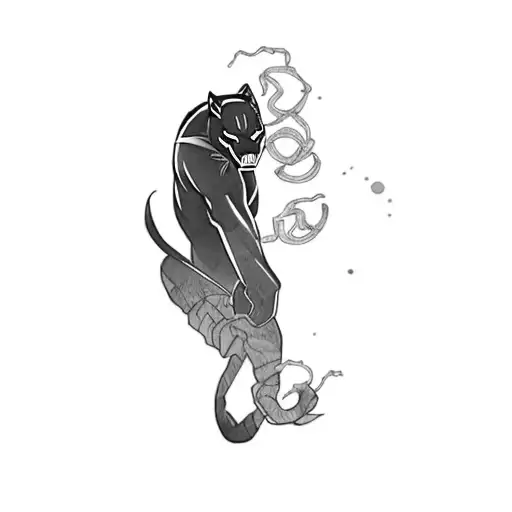 Black Panther In Korean Traditional Watercolor Style