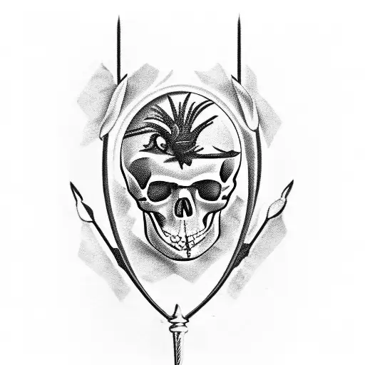 Combine The Image Of Saint Sebastian With A Skull In A Modern Tattoo Design