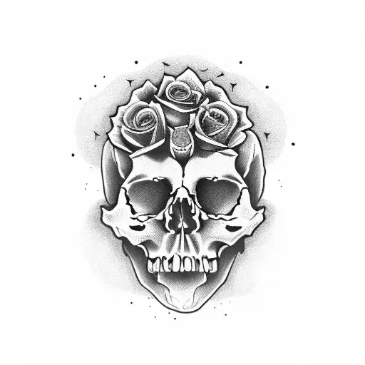 Split Skull With Roses