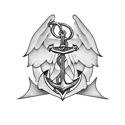 Angel And Anchor And Christian Cross