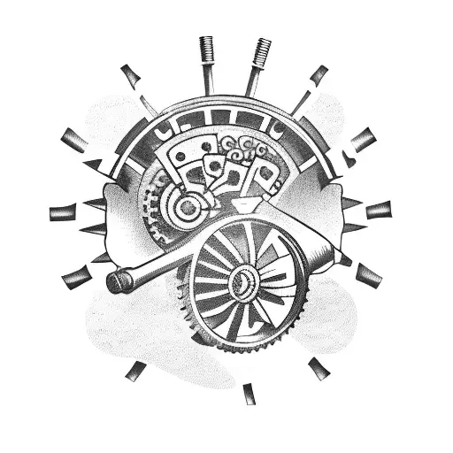 Vintage Car Engine With Gears And Pistons