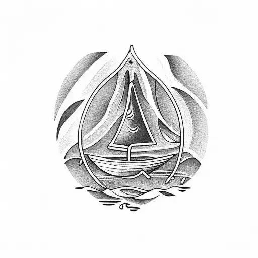 A Sail Boat Sailing On The Coffee In A Mug With A Spooky Forest In The Background