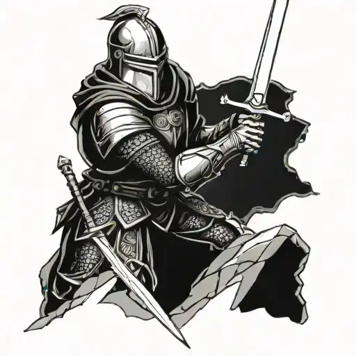 Knight Pulling Sword Out Of A Rock