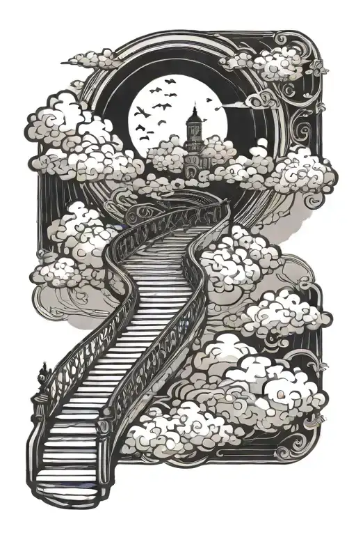 Stairway To Heaven Staircase With Clouds Swirling