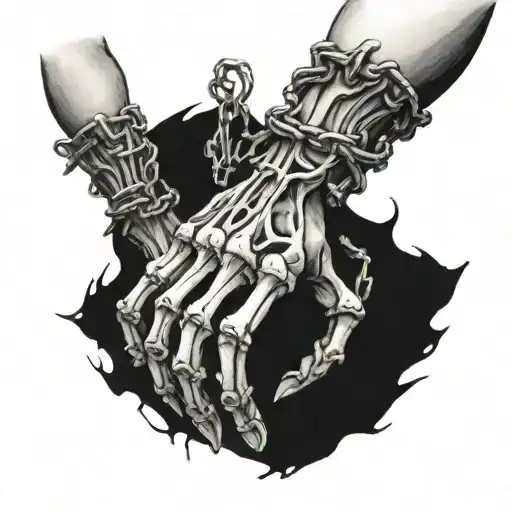 Skeleton Hand Tatto With Chains Wrapped